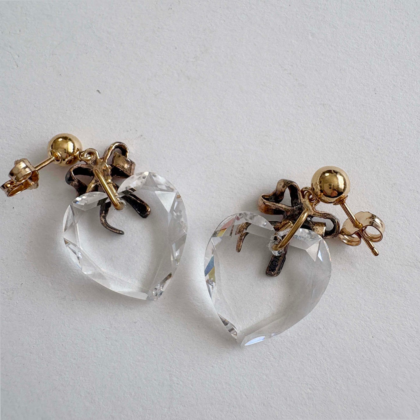 Vintage Gold-Filled Crystal Heart Earrings & Pendant Set