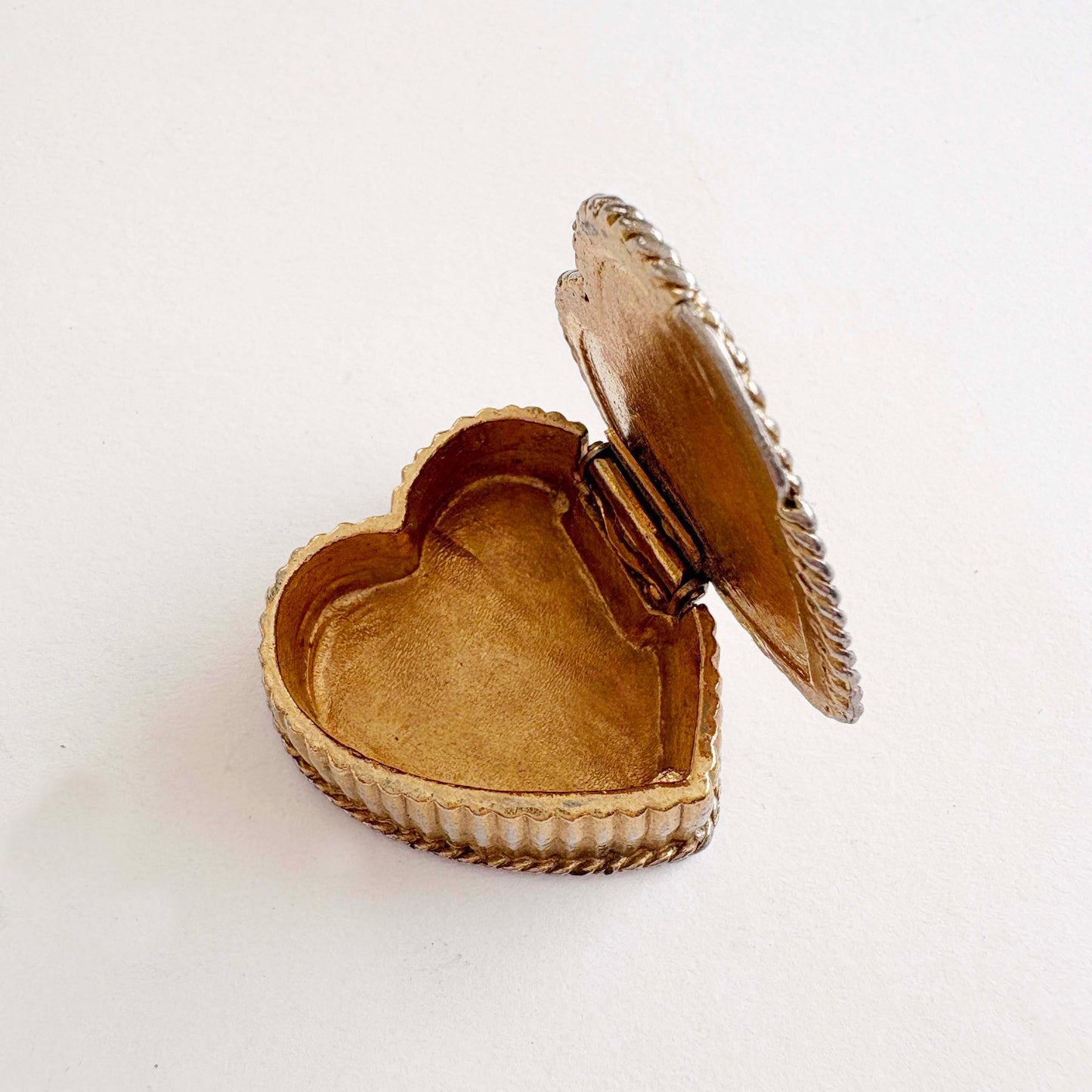 Vintage Embossed Silver-Plated Heart Trinket Box