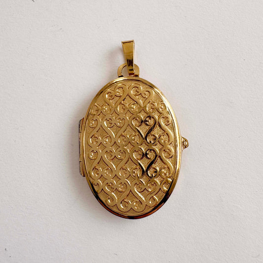 Vintage Monet Gold-Tone Oval Locket Pendant 1980s