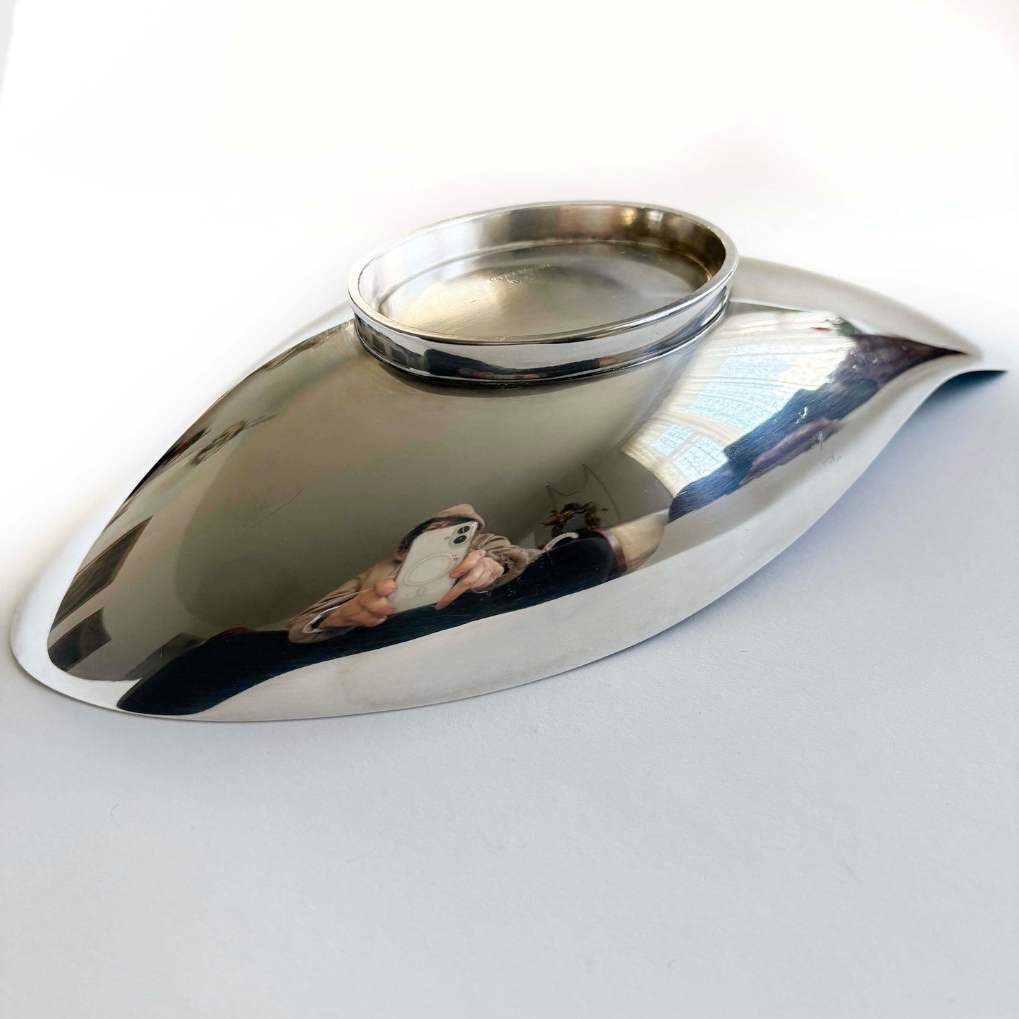 silver bowl on a white background