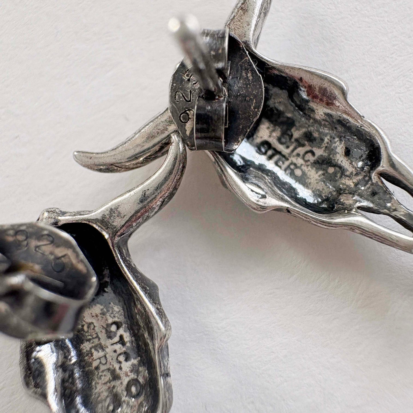 Masha Southwest Style Sterling Silver Steer Skull Dangle Earrings