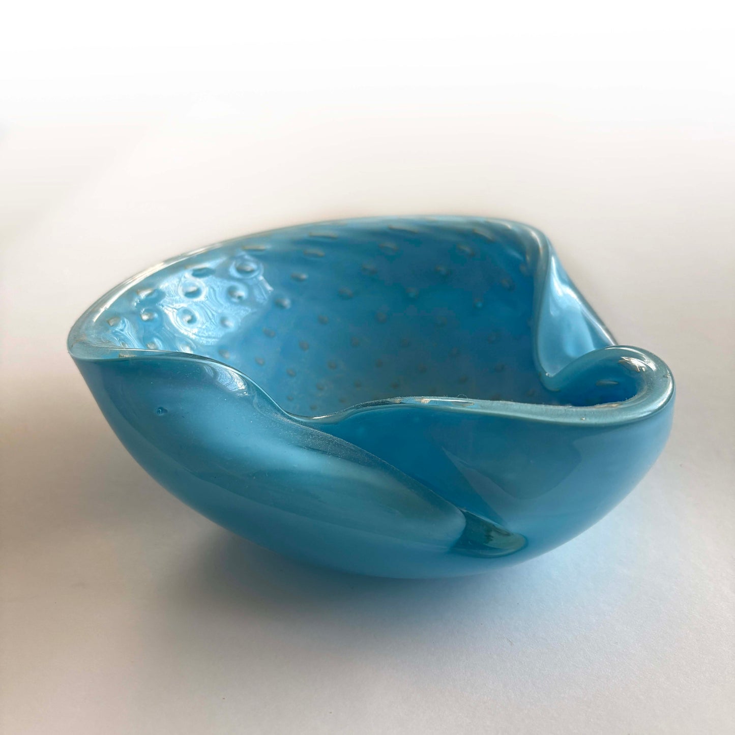 Barbini Murano Blue Art Glass Bowl with Gold Flecks