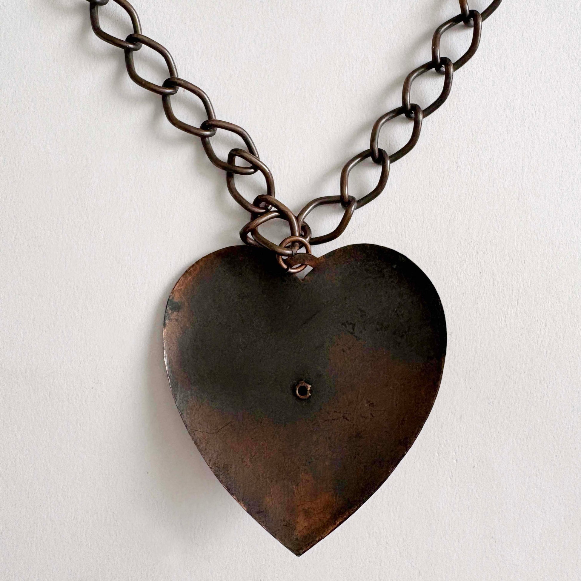 Vintage 1950s copper heart pendant necklace