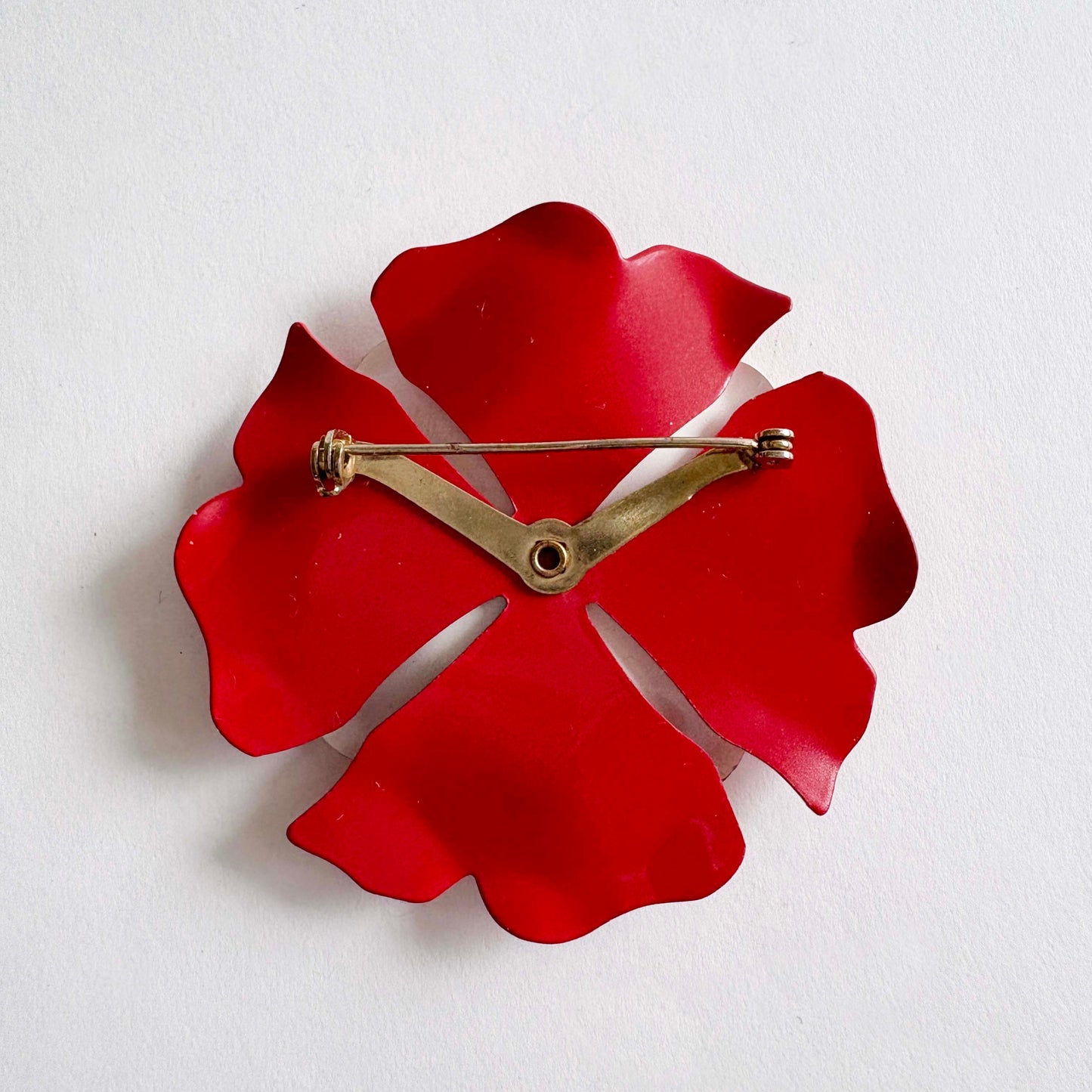 Vintage Red White Blue Enamel Flower Brooch | Mod Pop Art Daisy 1960s–1970s