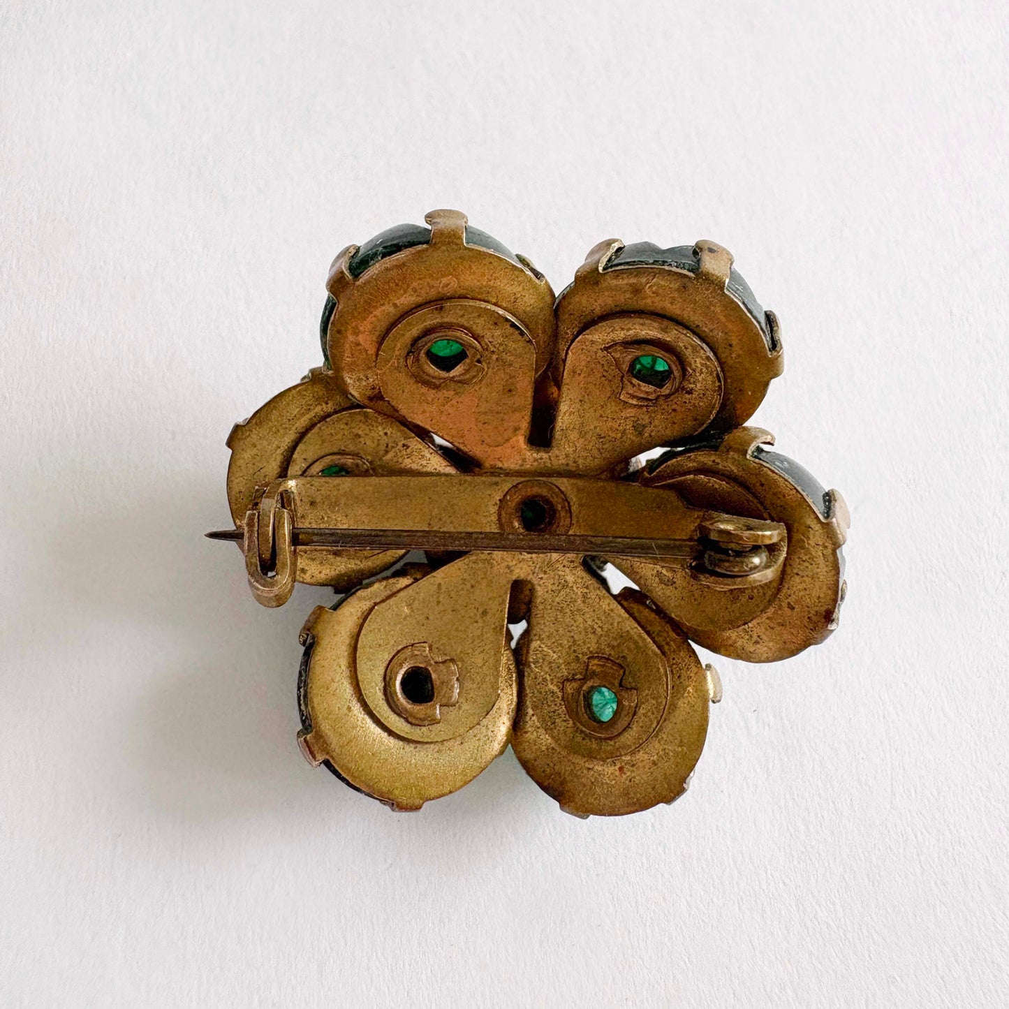 Vintage Plastic and Brass Czech Brooch