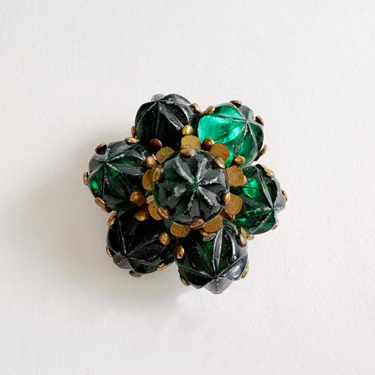 Vintage Plastic and Brass Czech Brooch