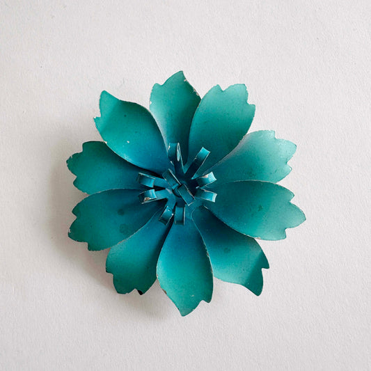 Vintage Enamel Brooch Matte Blue
