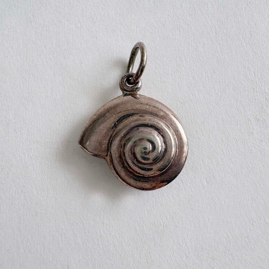 Vintage Sterling Silver Puffy Nautilus Shell Charm Pendant