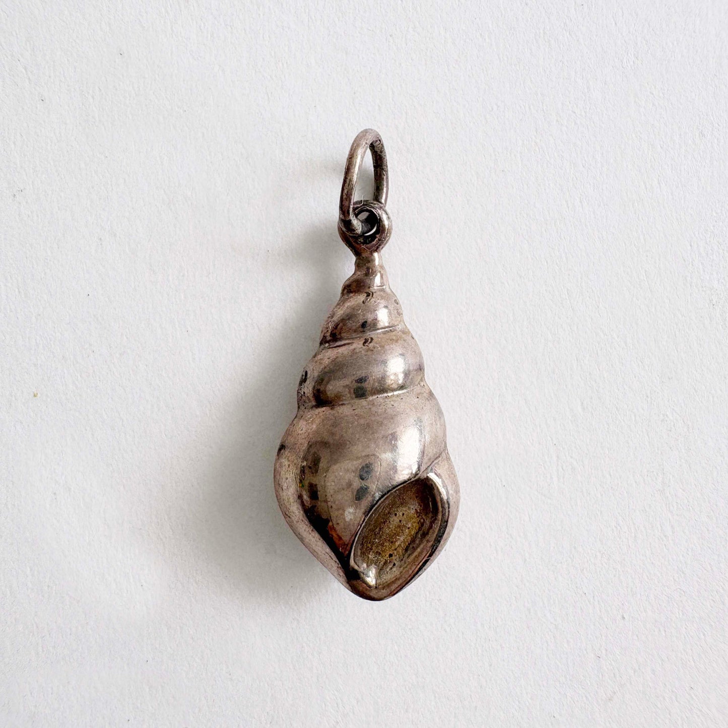 Vintage Sterling Silver Puffy Conch Shell Charm Pendant