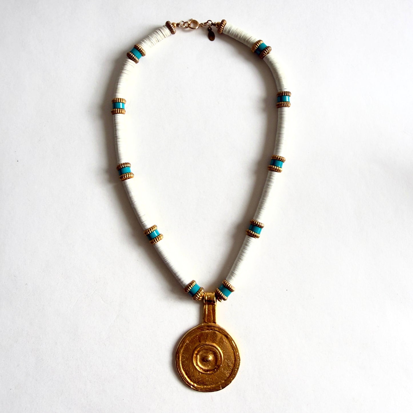 VTG Signed CADORO Egyptian Revival Statement Necklace 1970s Gold Tone Archival