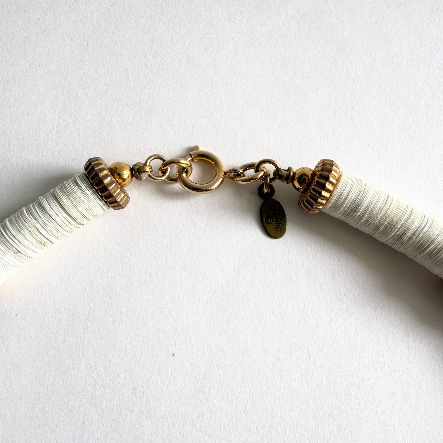 VTG Signed CADORO Egyptian Revival Statement Necklace 1970s Gold Tone Archival
