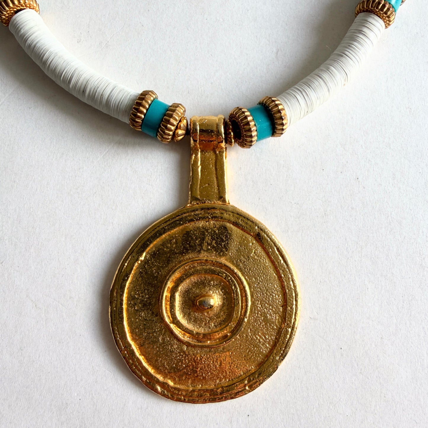 VTG Signed CADORO Egyptian Revival Statement Necklace 1970s Gold Tone Archival